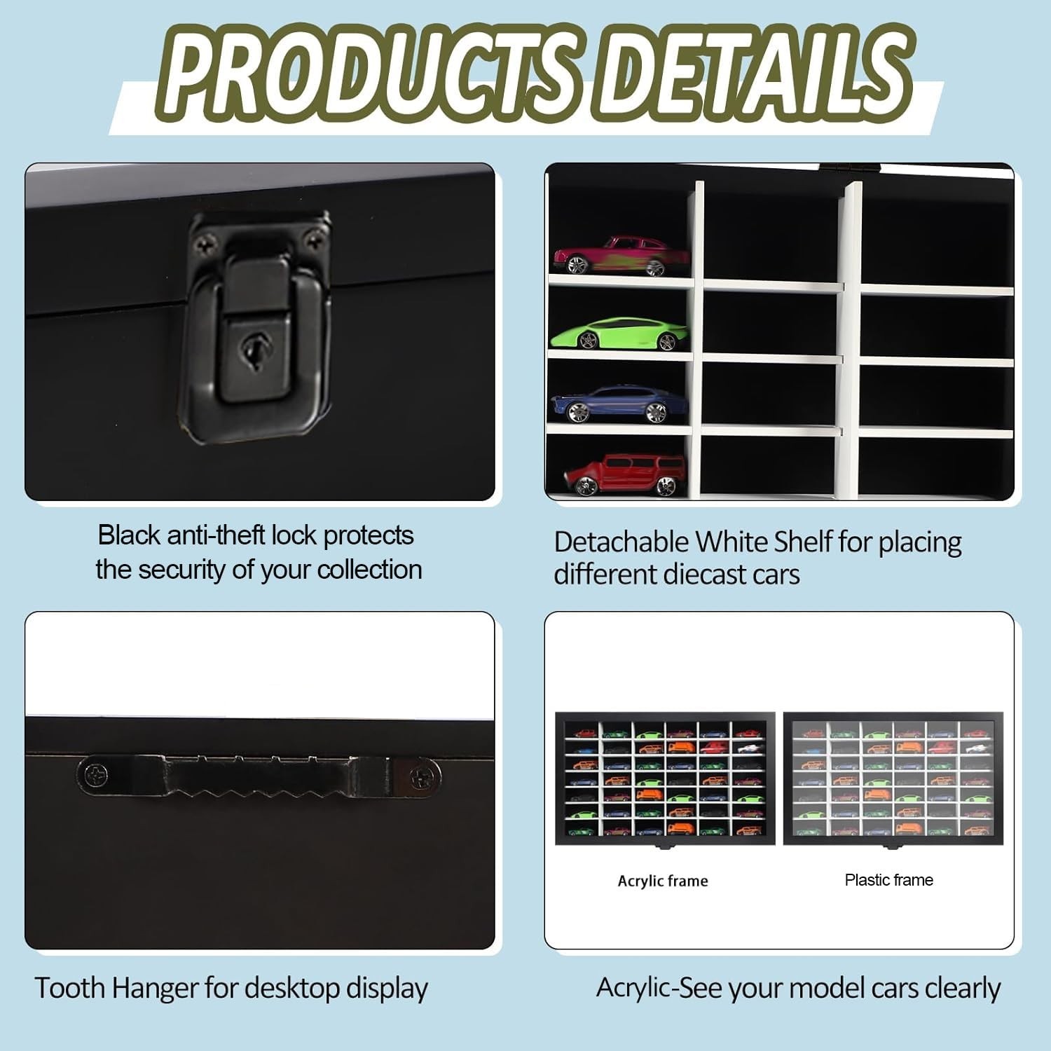Diecast Model Car Display Case 1/64 Scale Toy Cars Organizer Storage Cabinet …