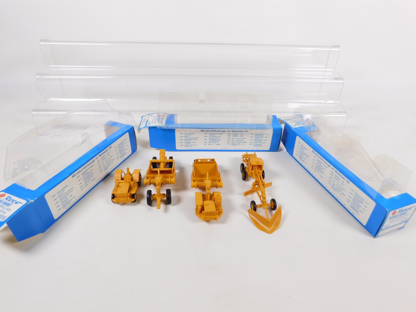Roco 1:87 H0 3x Caterpillar 1403 1404 1405 Scraper Bucket Truck New OVP