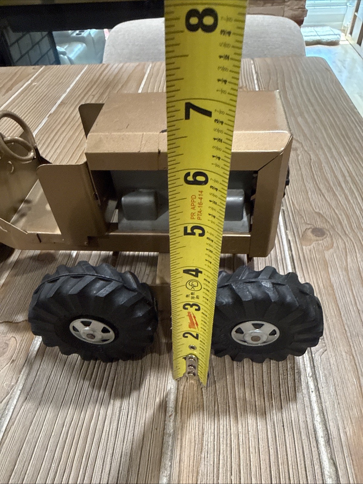 Vintage 1950s Structo Construction Co Pressed Steel Toy Road Grader Gold 18″