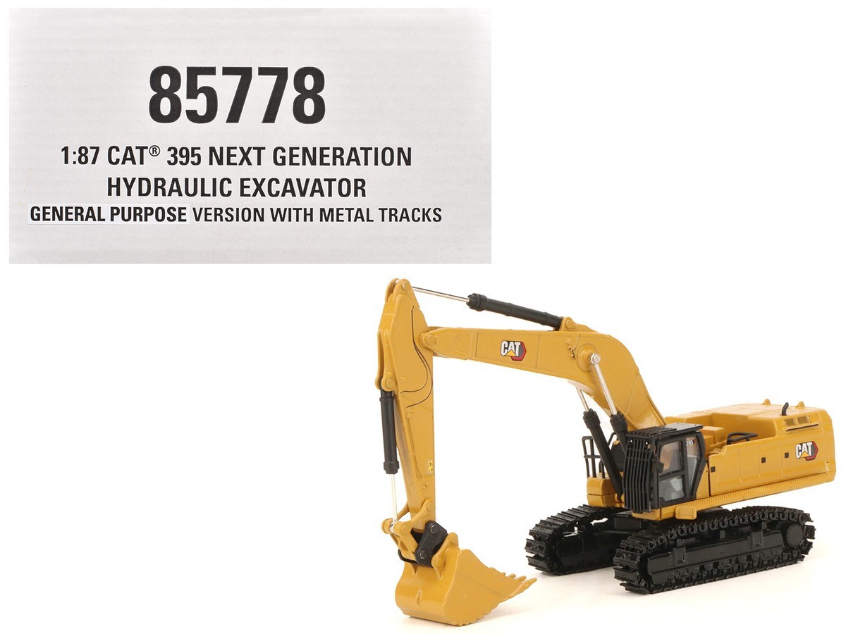 1/87 HO Scale Heavy Hydraulic Excavator Diecast Model Yellow w/ Extra Tools