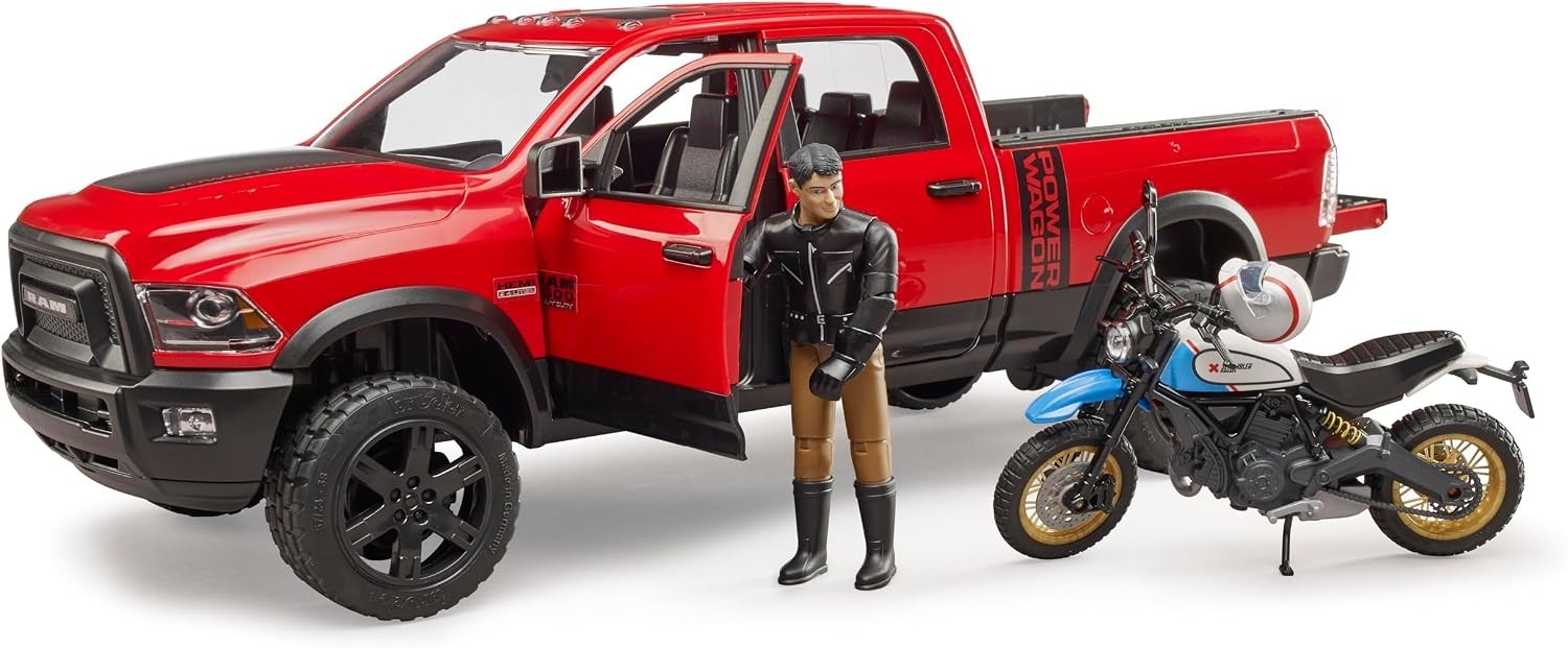 Ram 2502 Power Wagon with Ducati Scrambler – Educational Truck & Motorcycle Play