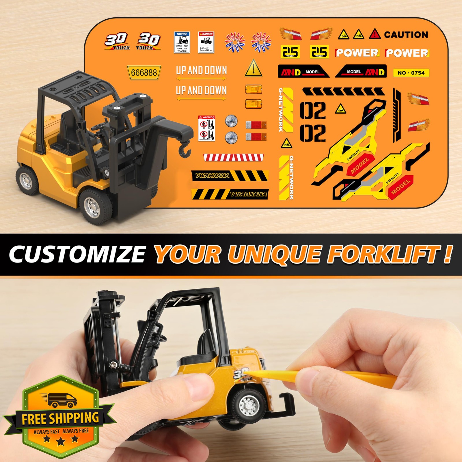 VWAHNANA Yellow RC Forklift 1/64