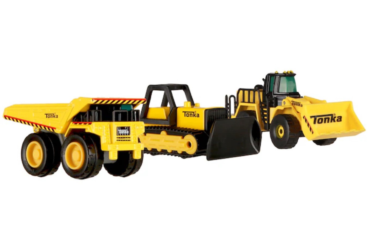 New Sealed Tonka Metal Movers 3 Pk Vehicles-Bulldozer, Mighty Dump, Front Loader