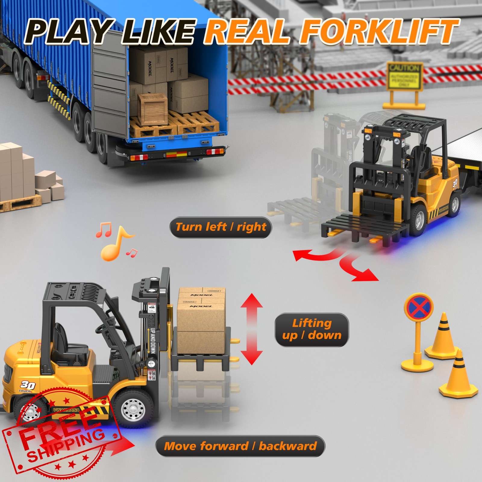 VWAHNANA Yellow RC Forklift 1/64