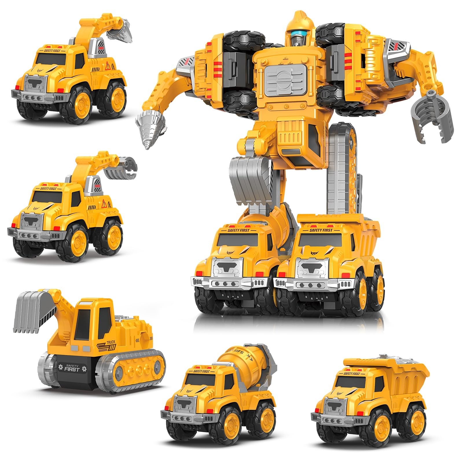 Toys for 3 4 5 6 Year Old Boys– 5-in-1 Detachable Construction Vehicles Set–T…