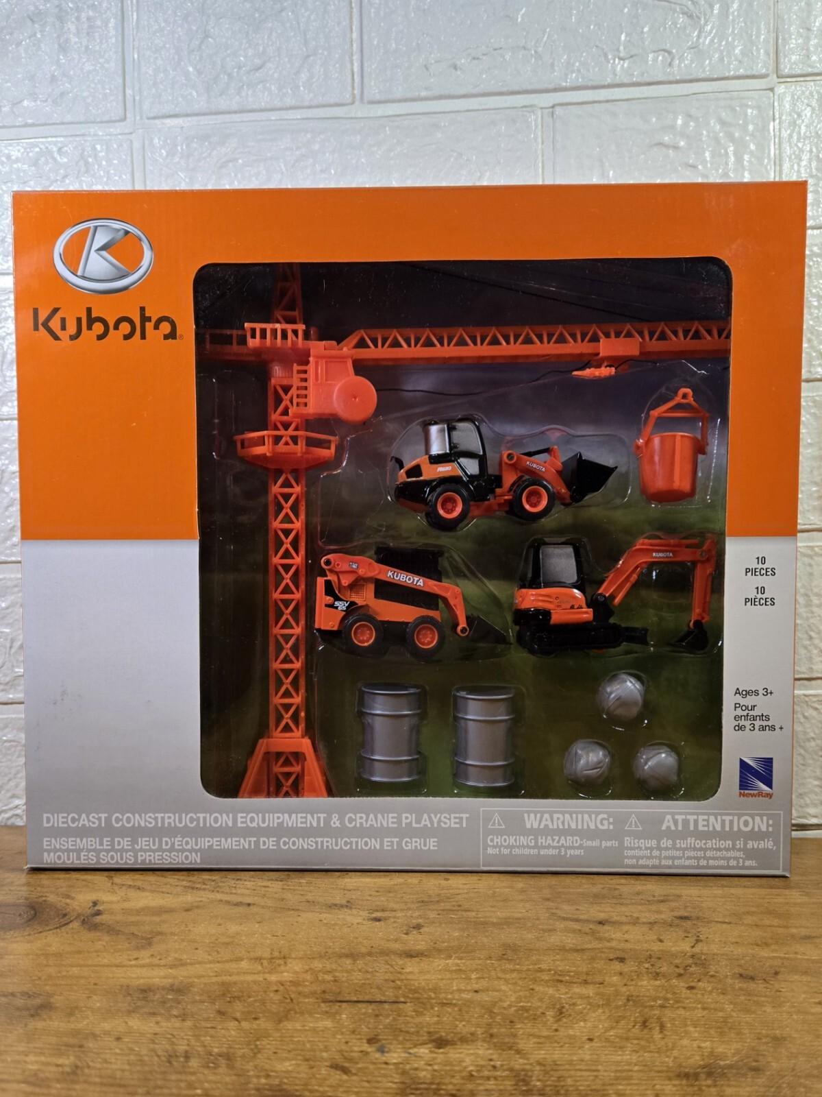 NewRay KUBOTA Diecast Construction Equipment & Crane Playset, Ages 3+/10 Pc, New