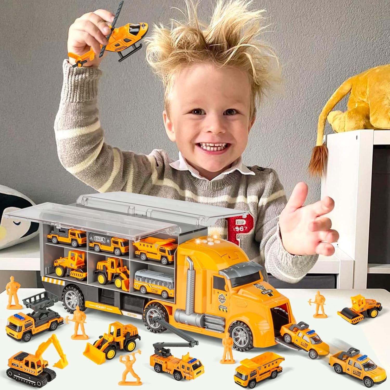 Imaginative 25-Piece Pull Back Construction Truck Playset for Ages 3-7