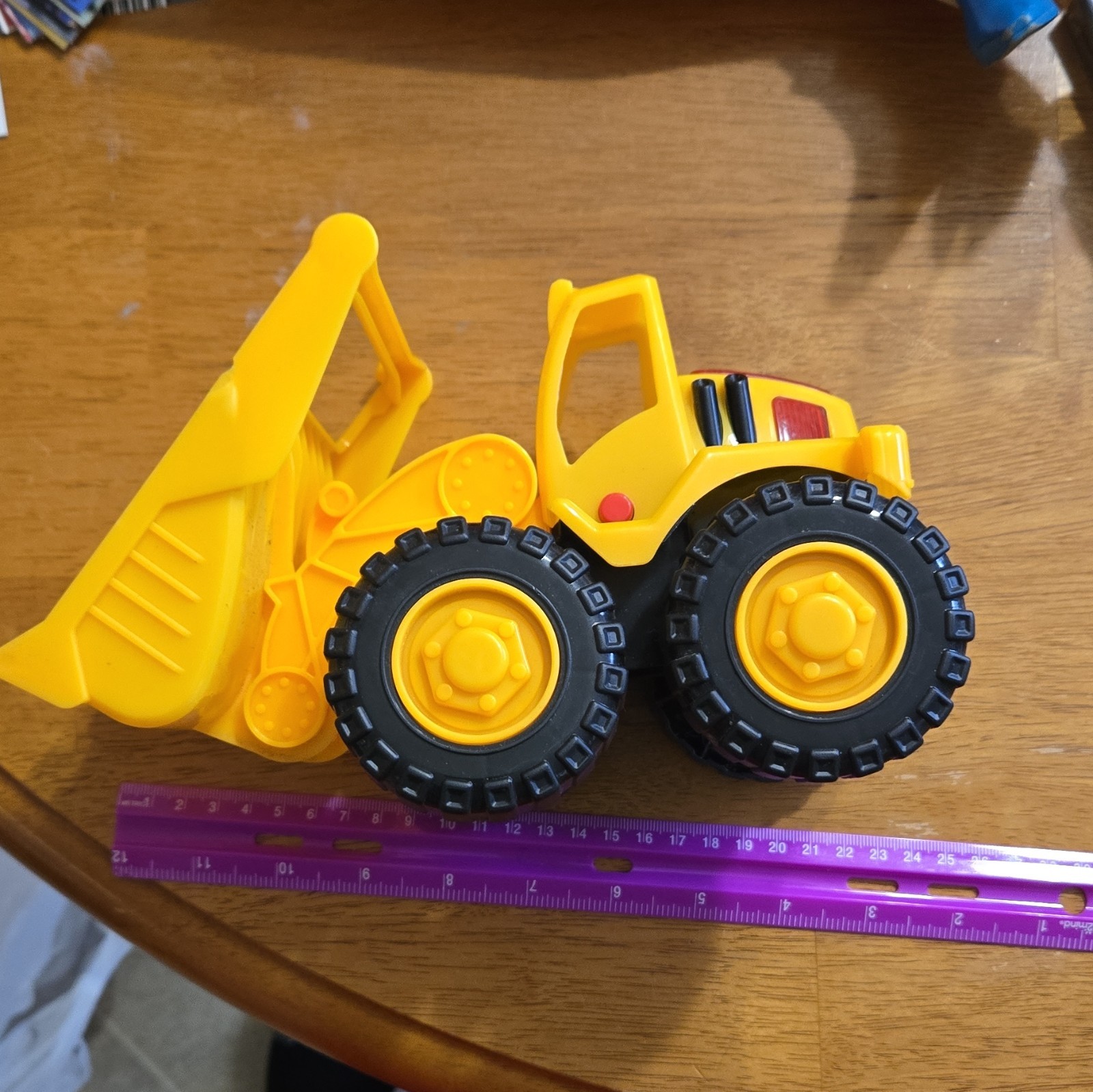 Toy Construction Loader Vehicle w/ Moving Scoop, Plastic, Yellow/Black/Red