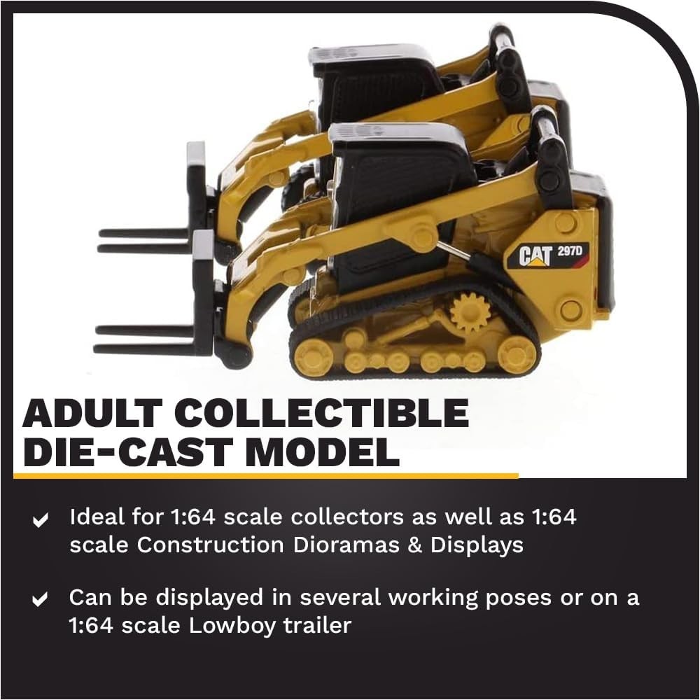 1:64 Scale Caterpillar 272D2 Skid Steer Loader & 297D2 Compact Track Attachme…
