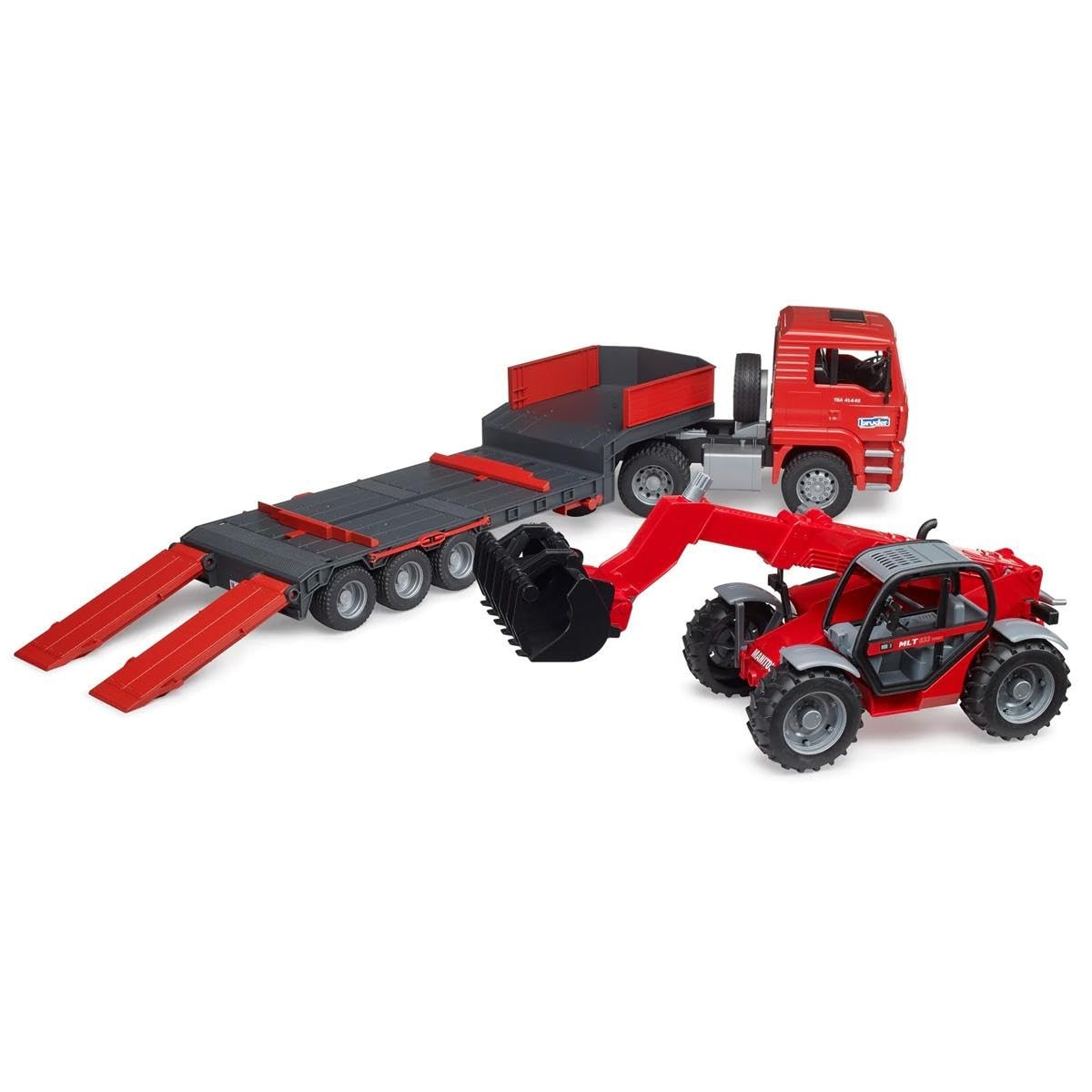 Man Tga Low Loader Truck With Steerable Telescopic Handler Construction Toy