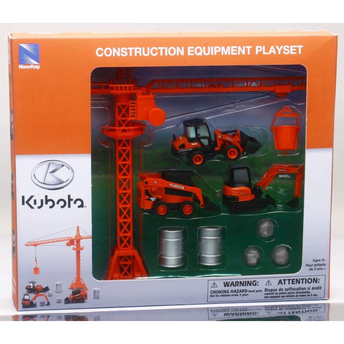 New Ray Kubota Die-Cast Construction Vehicles Set, Plastic Engineering Toys