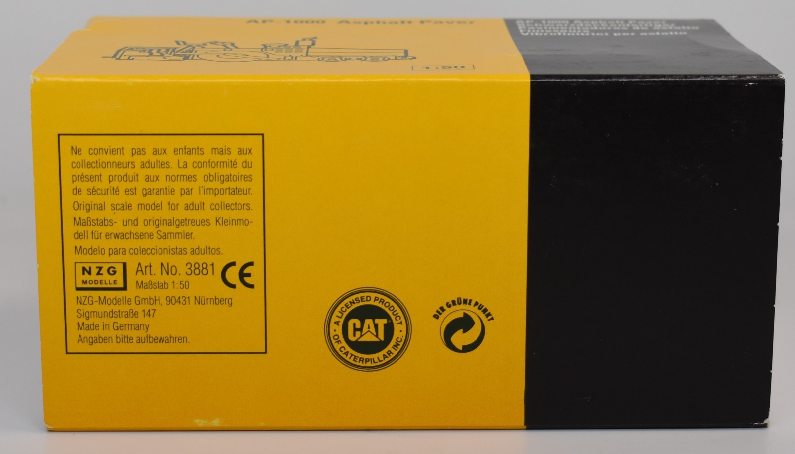 NZG 1:50 DIE-CAST CAT CATERPILLAR AP-1000 ASPHALT PAVER 3881 NIB W/TAG