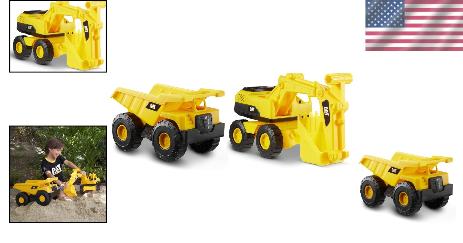 Durable CAT Tough Rigs 15″ Dump Truck Excavator 2 Pack Weather Resistant Toy