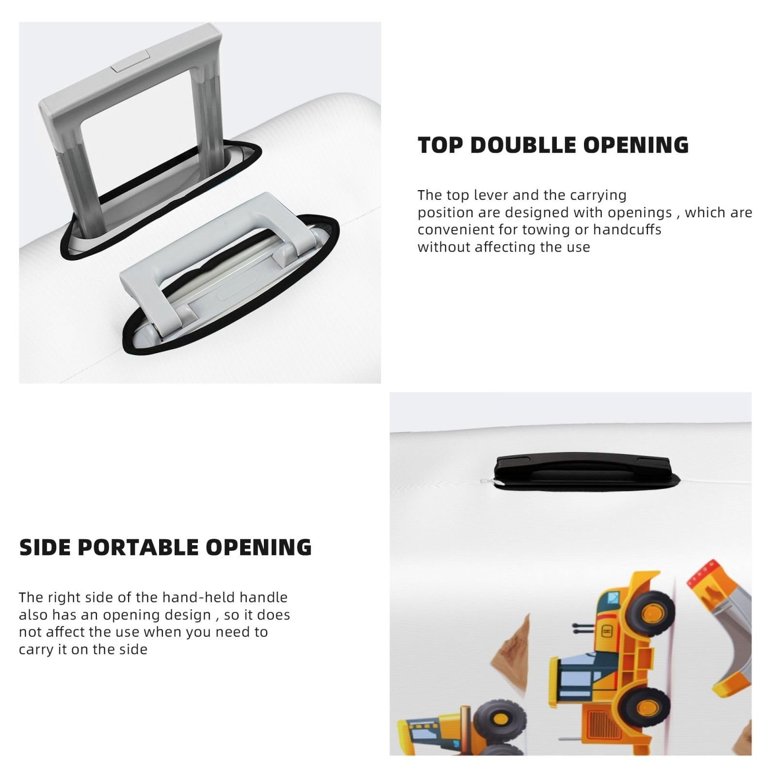 Machinery Excavator Truck and Loader Travel Luggage Suitcase COVER, Cartoon B…