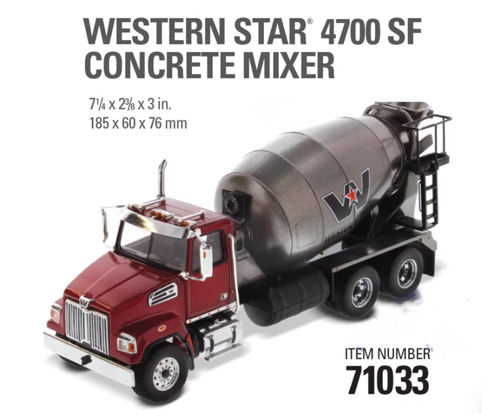 1:50 DM Western Star 4700 SF Concrete Mixer Truck Metal Diecast Model Collection
