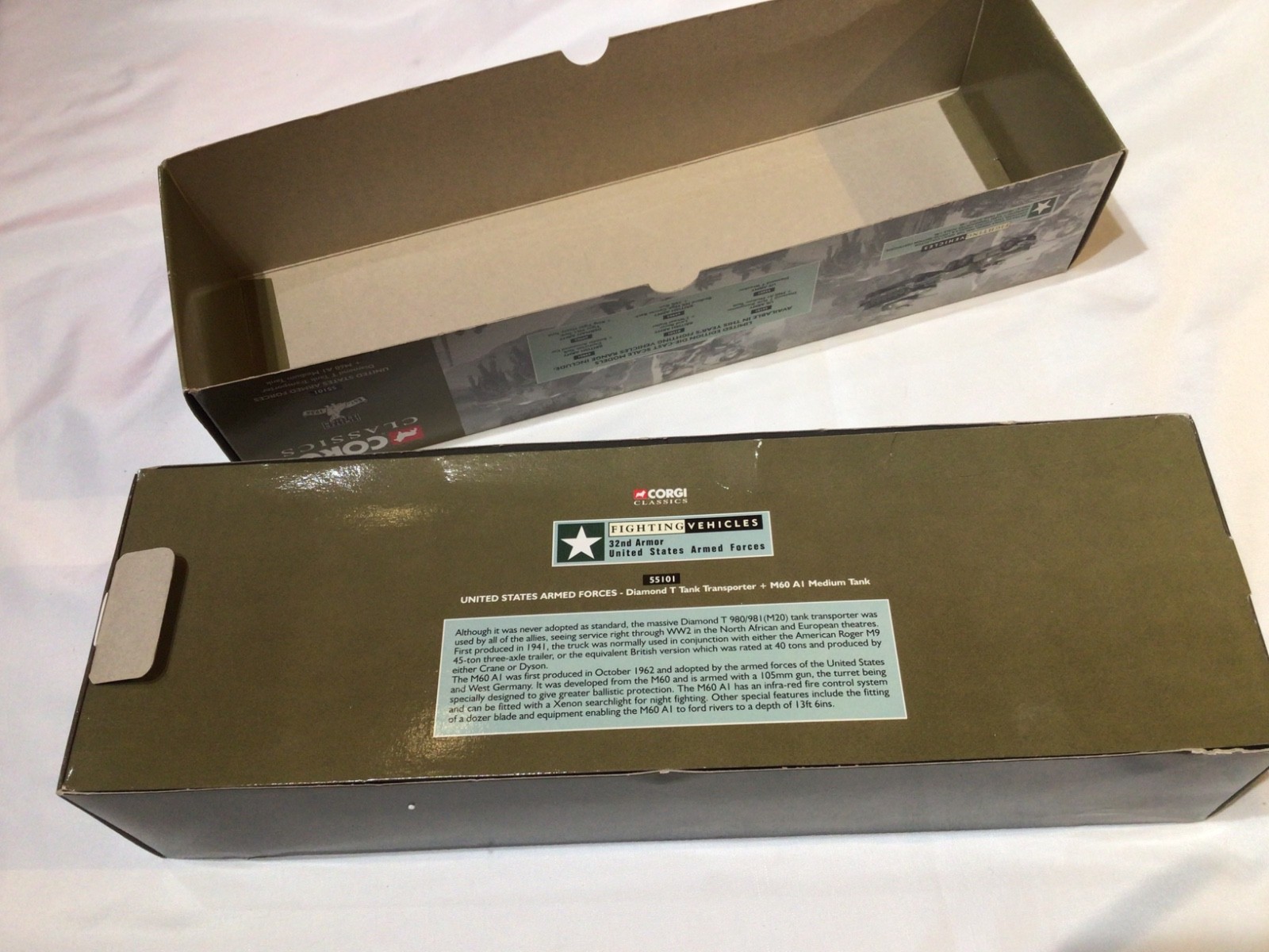NEW Vintage CORGI USAF DIAMOND T TANK TRANSPORTER & M60 A1 MEDIUM TANK Model NIB
