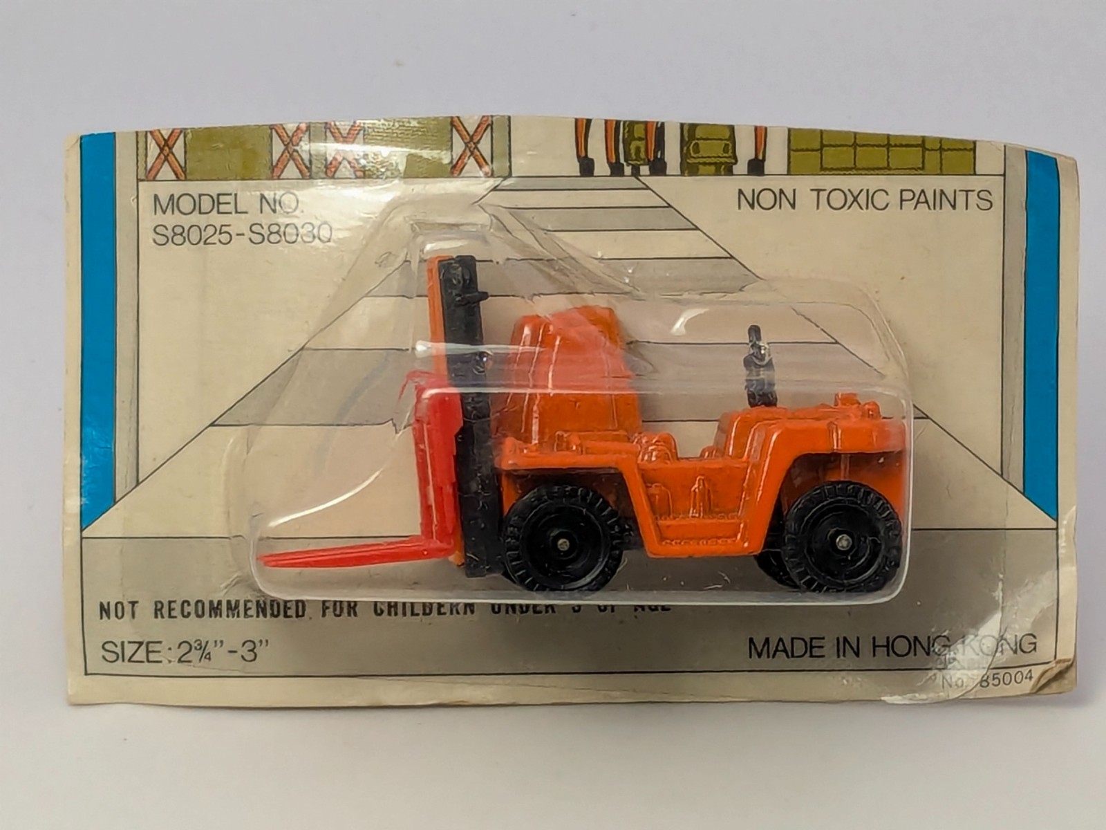 Vintage Marz Karz 1:128 Orange Fork Up Down Lift Forklift #S8030 HK #1 NEW