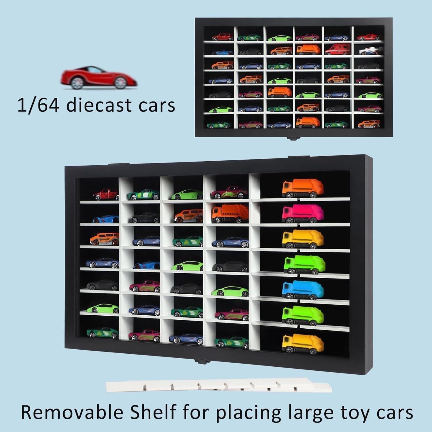 Diecast Model Car Display Case 1/64 Scale Toy Cars Organizer Storage Cabinet …
