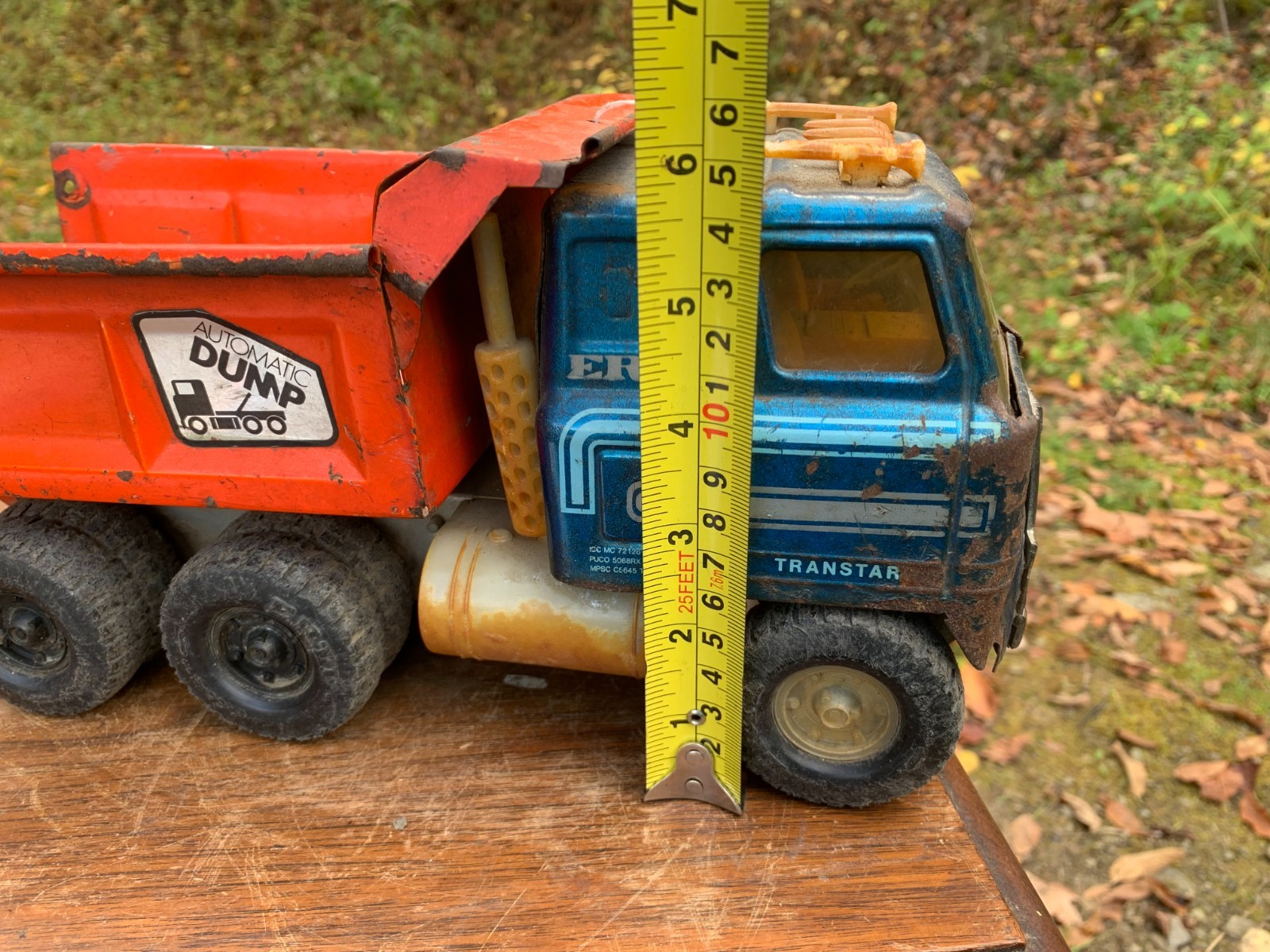 VINTAGE ERTL TRANSTAR BLUE CAB AUTOMATIC DUMP TRUCK ORANGE