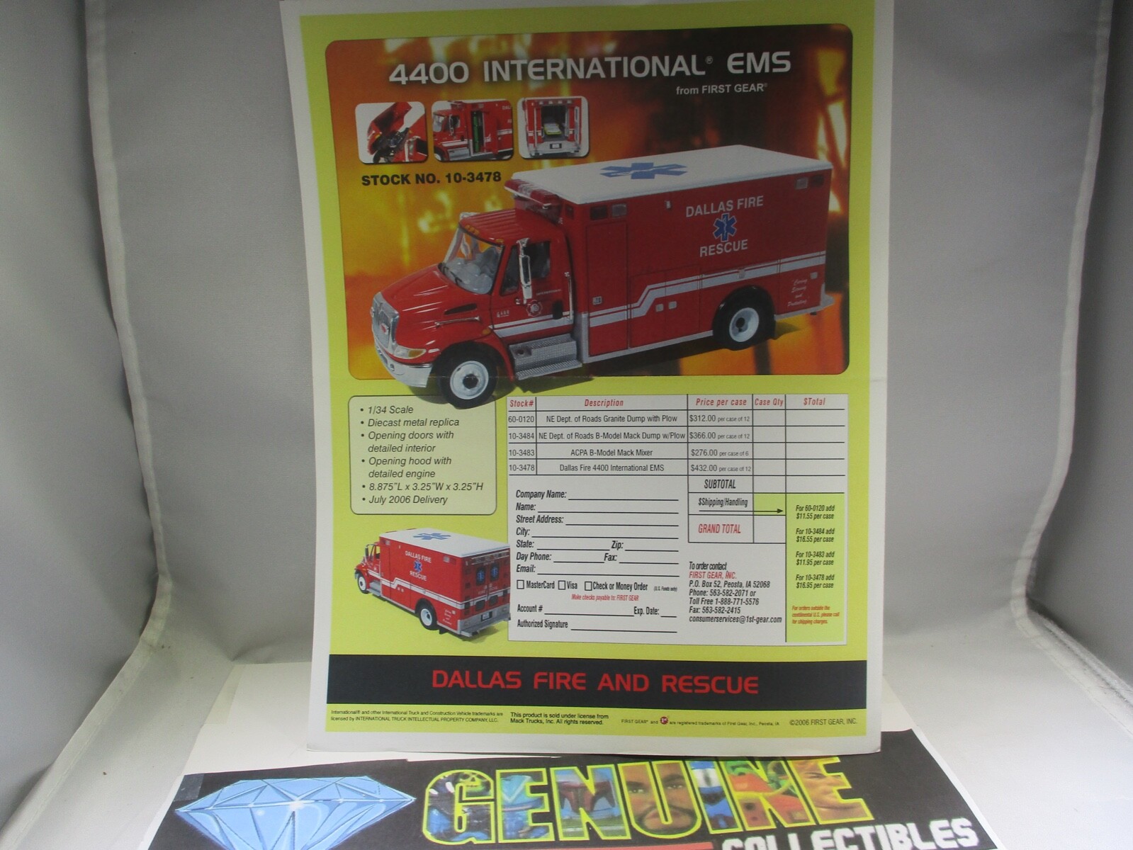 First Gear MACK GRANITE+PLOW+SPREADER+SAND LOAD Order Form in Color #60-0120