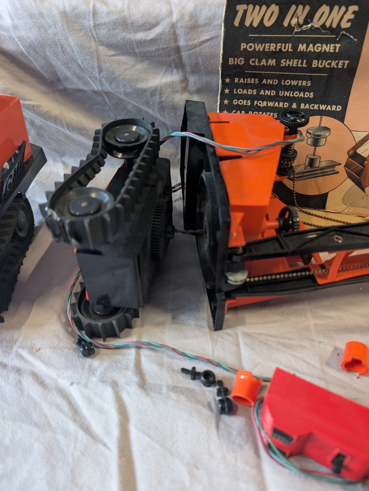 2 1960’s Big Jim Electric Magnetic Vintage Crane toy truck remote control car
