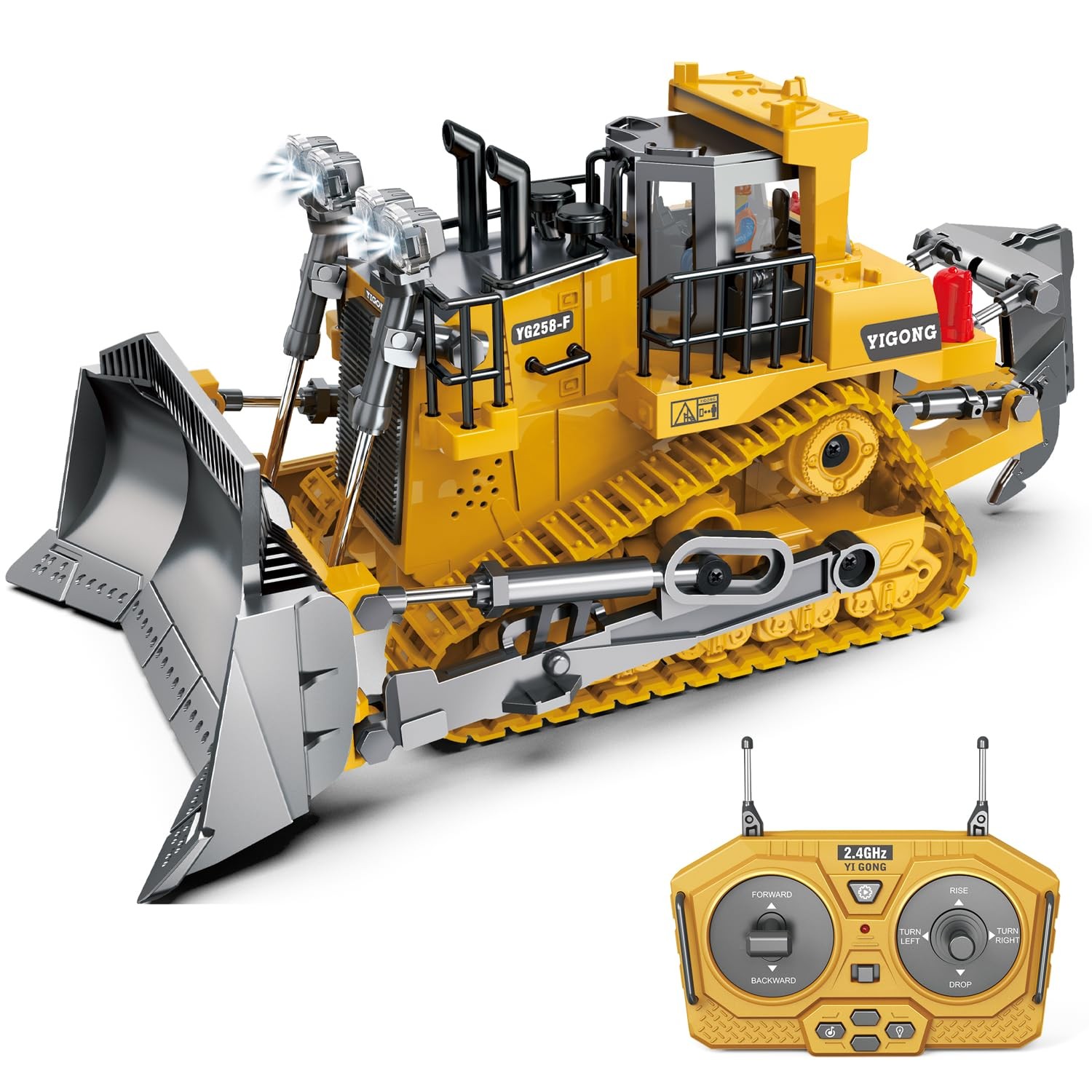 RC Front Loader Bulldozer 11 Channel 1/24 Lights Sound Kids