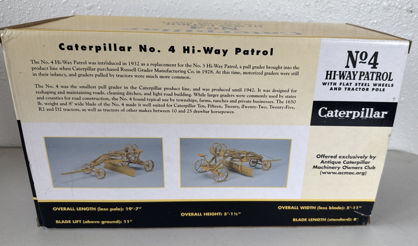 Caterpillar No4 HiWay Patrol Grader 1/16 Flat Steel Wheels Tractor Pole #1105