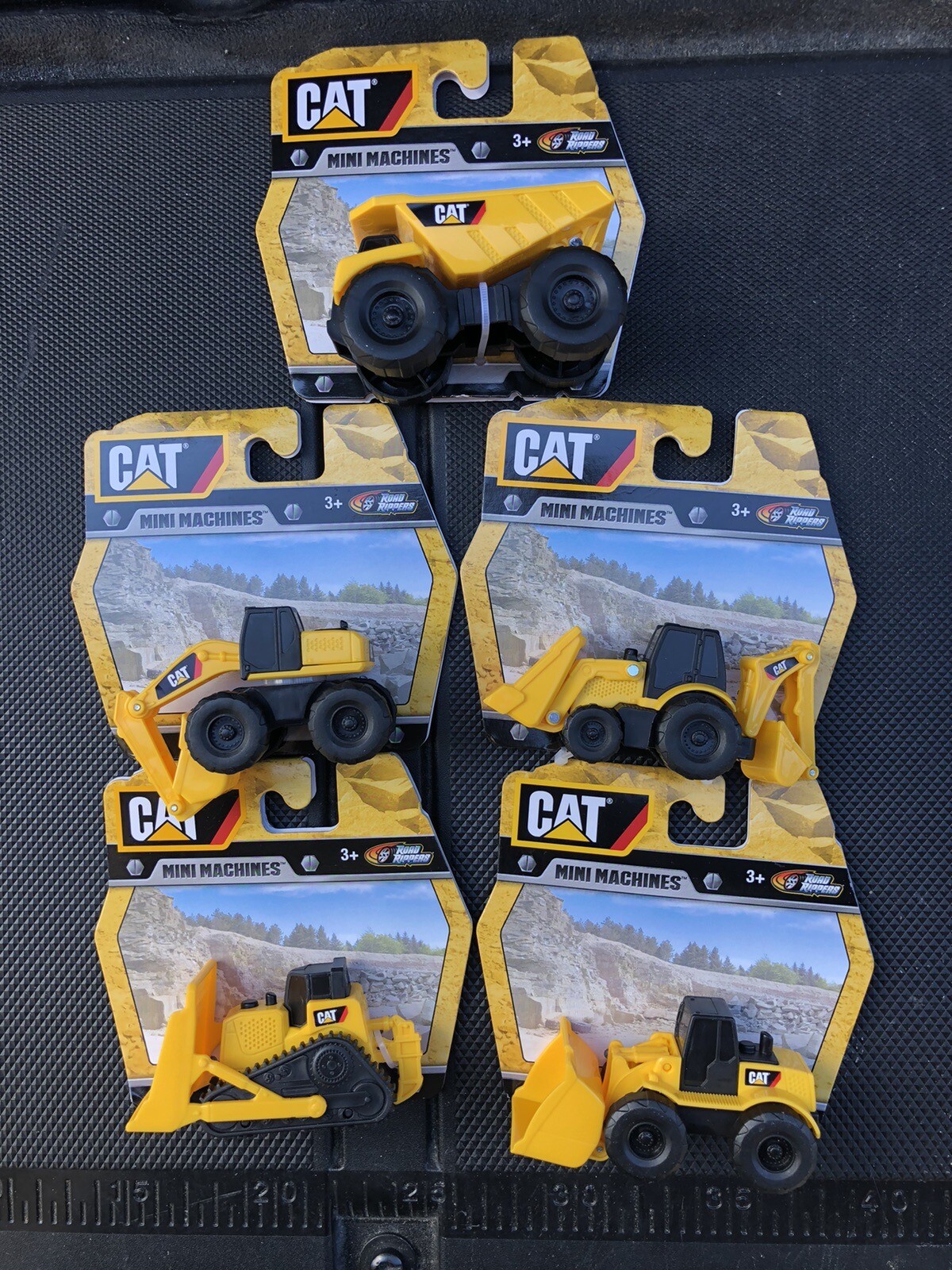 Lot of 5 CAT Construction Machine Mini Caterpillar Toys Plastic Yellow
