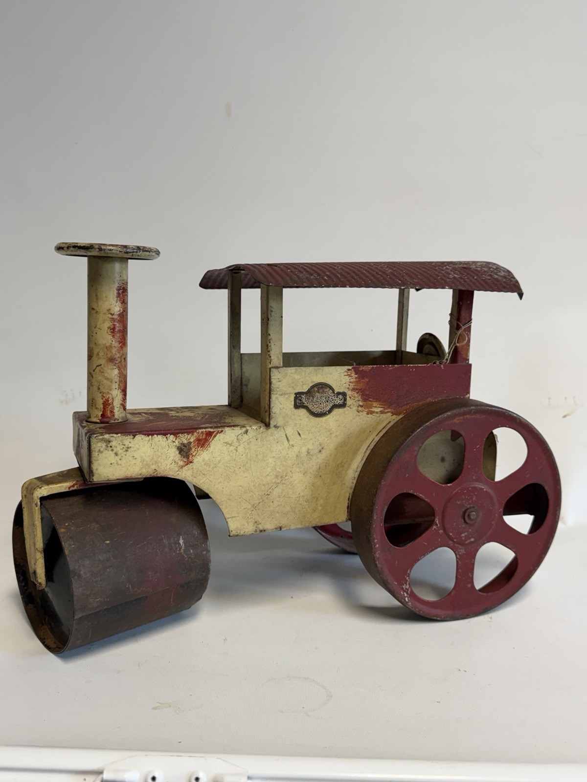 VINTAGE 1920s STEELCRAFT RIDE ON STEAM ROLLER ORIGINAL PAINT