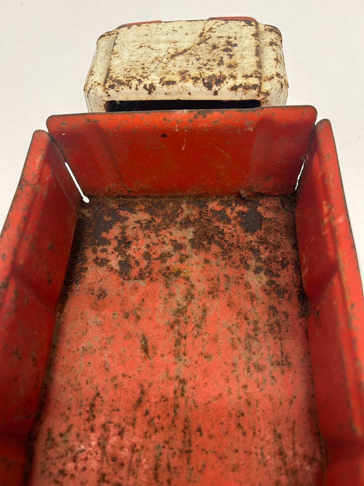 Vtg Buddy L c1960s Dump Truck Pressed Steel Toy Car Red 15″
