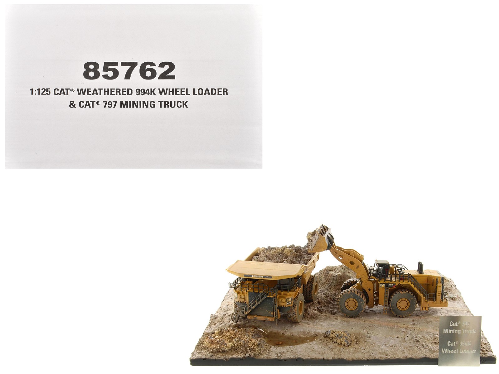 CAT Caterpillar 994K Wheel Loader 797 Mining Truck Yellow Set of 2 Pieces 1/125