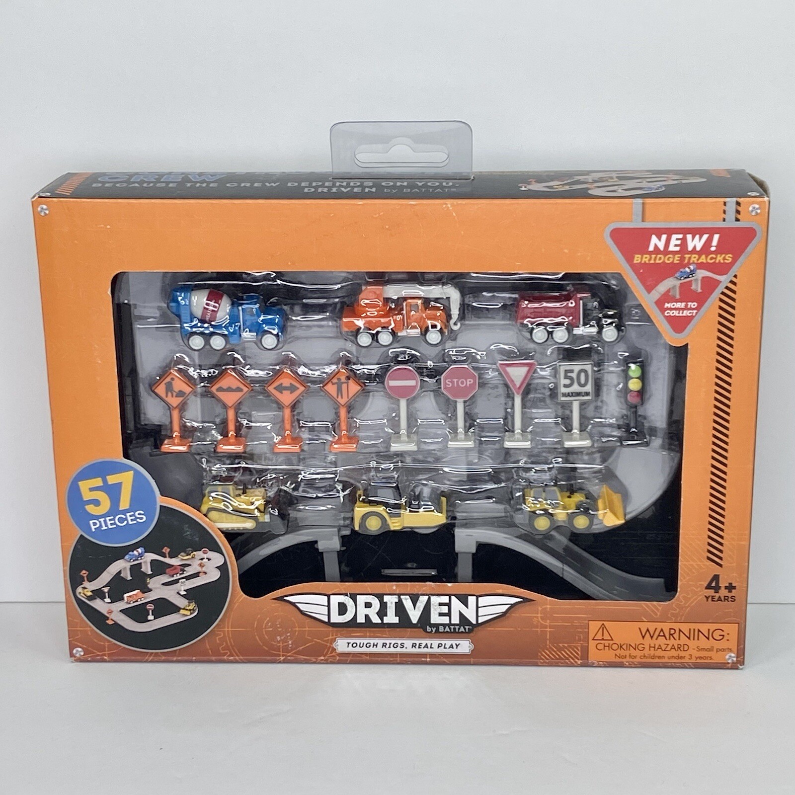New DRIVEN By Battat 57pc Construction Crew Micro Vehicle & Track Set