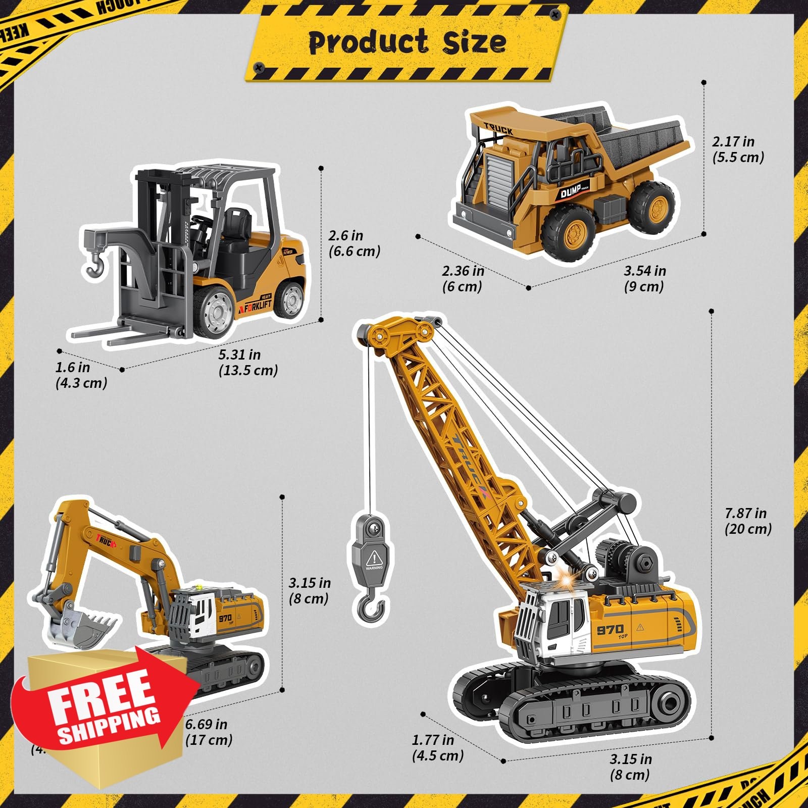 ZHYLLO RC Construction Vehicles Excavator Dump Truck Forklift Crane