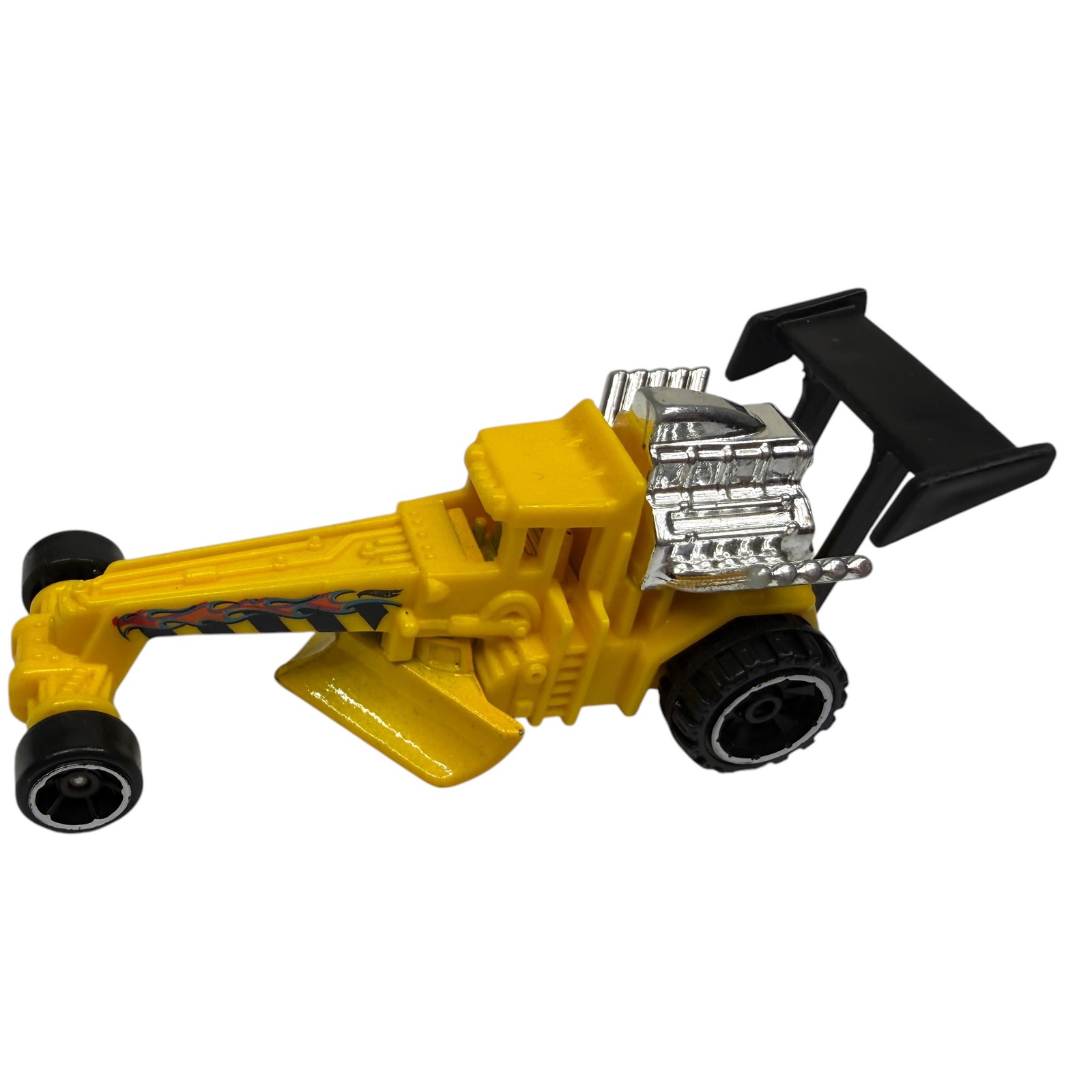 Hot Wheels Dragster Dozer Road Grader Yellow Flame Decals Diecast Toy Car CFH84