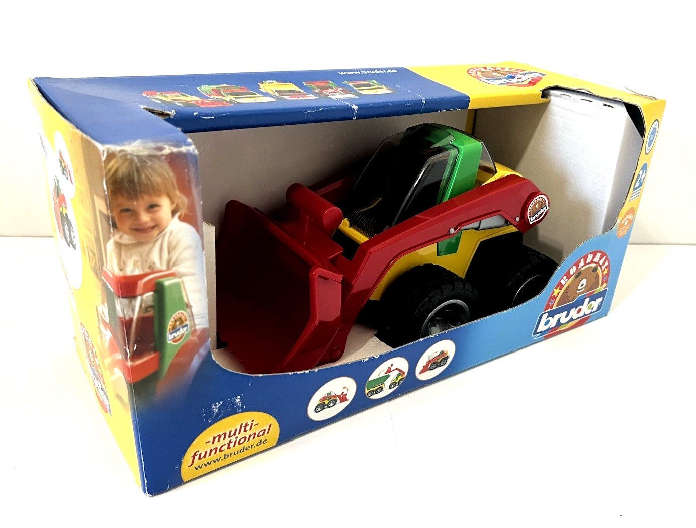 BRUDER ROADMAX STEER LOADER TRUCK 20060 RED YELLOW GREEN 2011 GERMANY GERMAN TOY