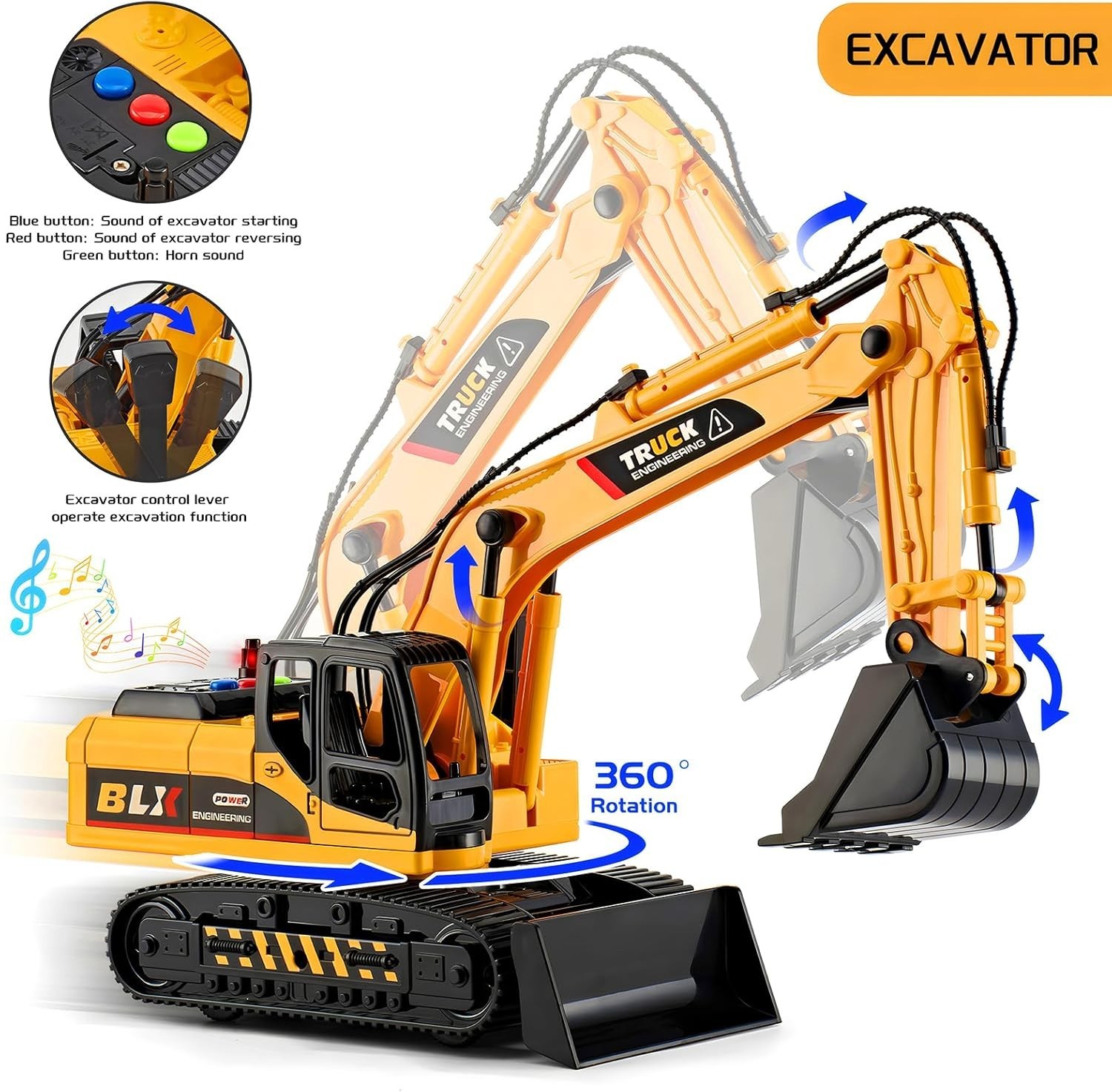 2 Pack Large Construction Engineering Truck Toys,Moveable Claw Excavator & Li…