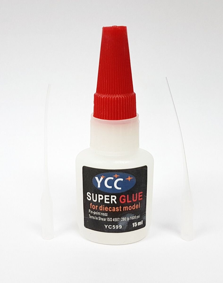 YCC Super Glue with Pinpoint Nozzles for Diecast Models 15 mL – Scale #YC599 New