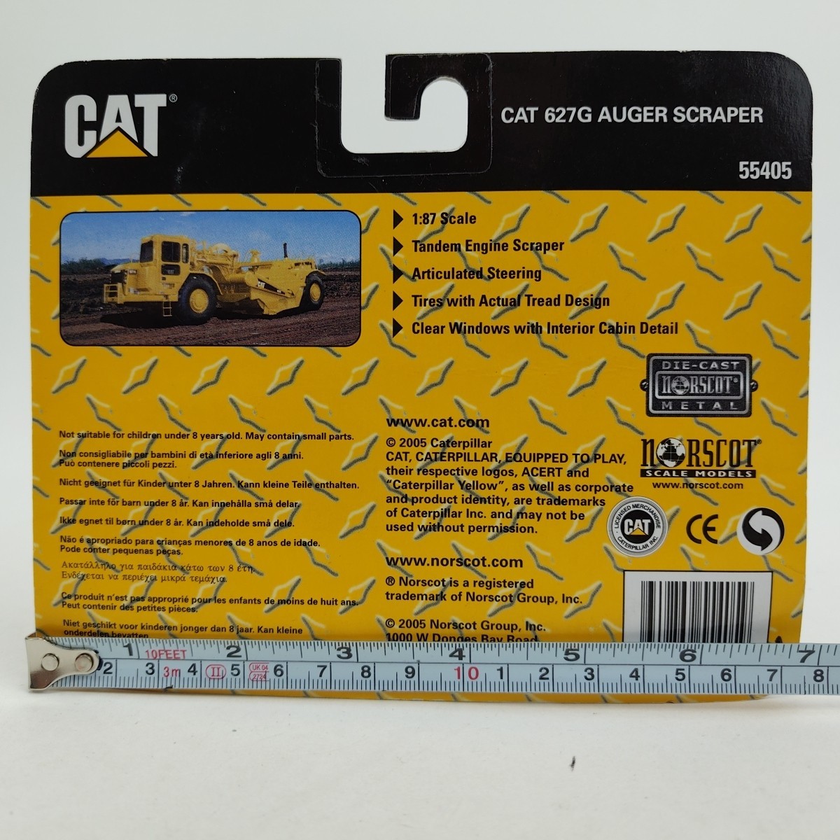 NORSCOT CAT 1:87 HO Scale Caterpillar 627G Auger Scraper 55405 Diecast Model NEW