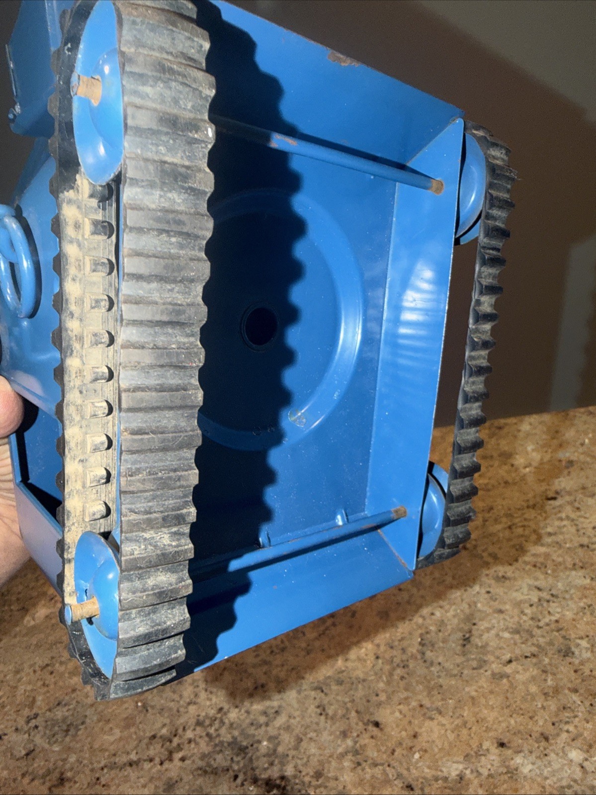 Vintage Structo Toys Pressed Steel Excavator Steam Shovel Toy Blue