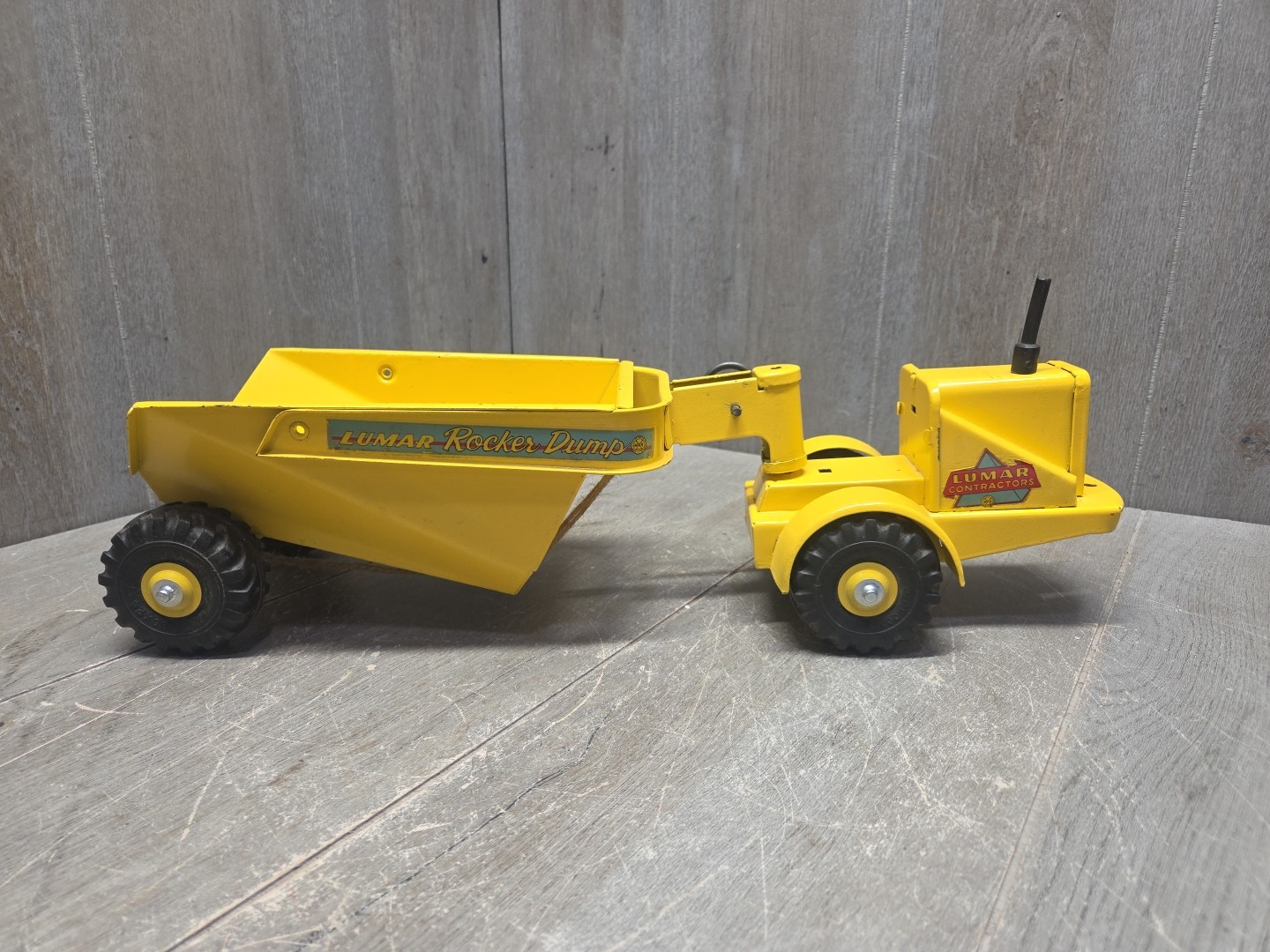 Vintage Marx Lumar Earth Hauler Pressed Steel Loader Truck Vehicle Toy 19″ Long