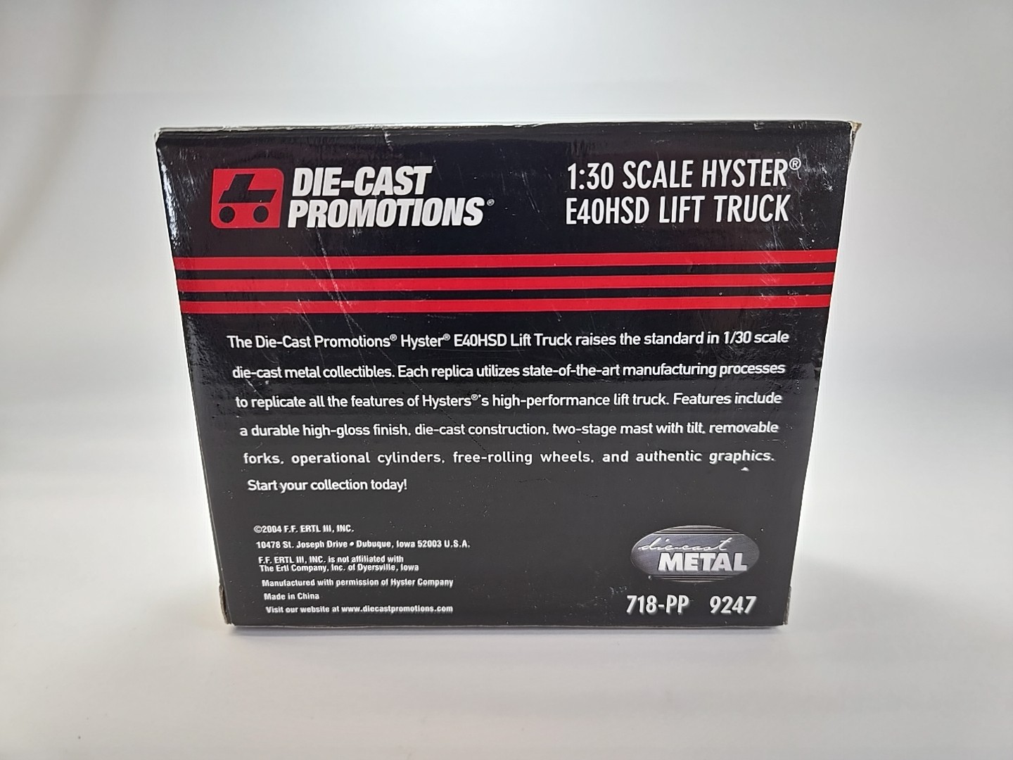 Hyster E40HSD Lift Truck 1/30 Scale Die-Cast Promotions J.J. Keller In Box