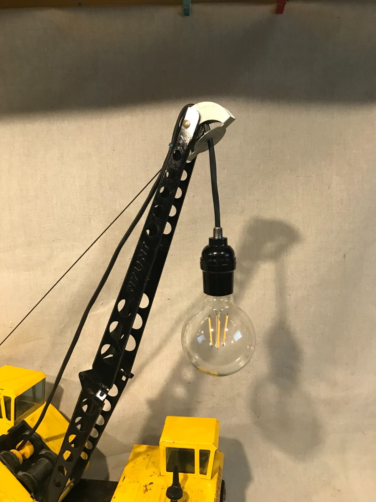 Vintage Nylint Michigan “wrecking ball” crane Toy 1970’s lamp.