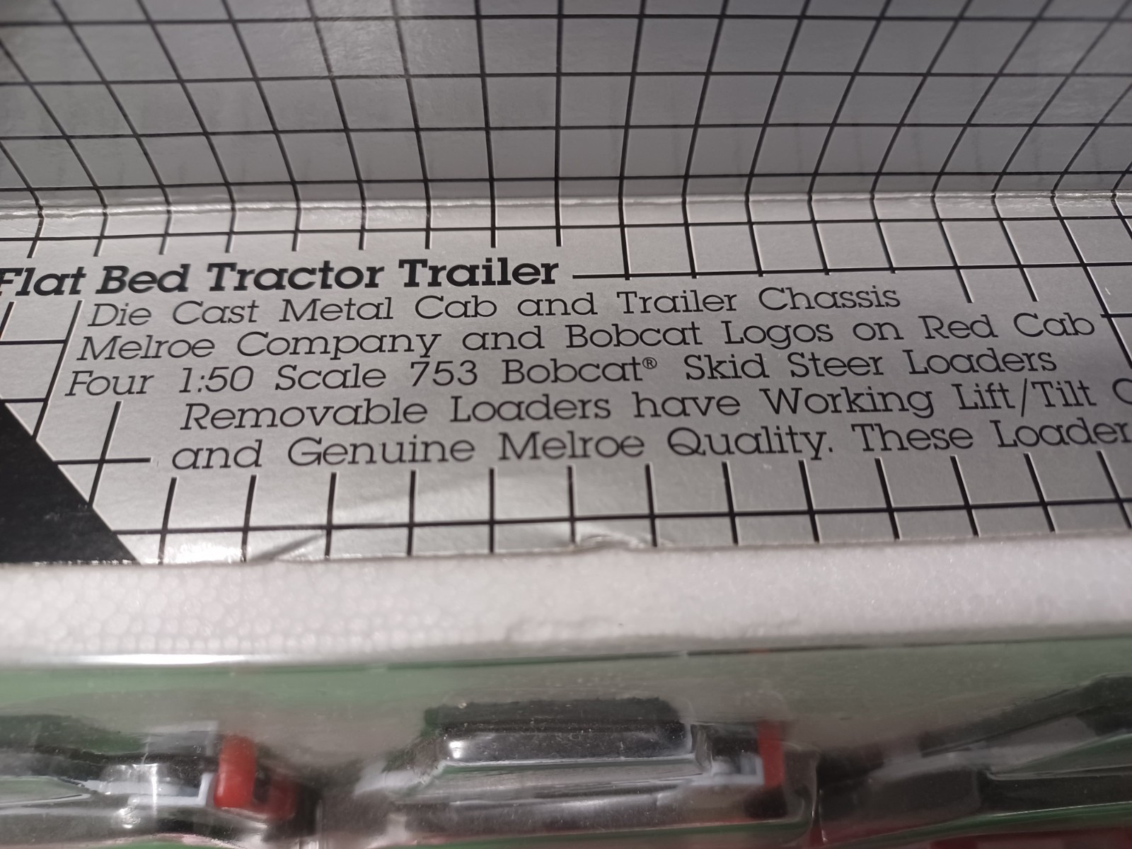 Bobcat Flatbed Melroe #6900383 tractor Trailer w 4 Bobcat Loader vehicles 1:150
