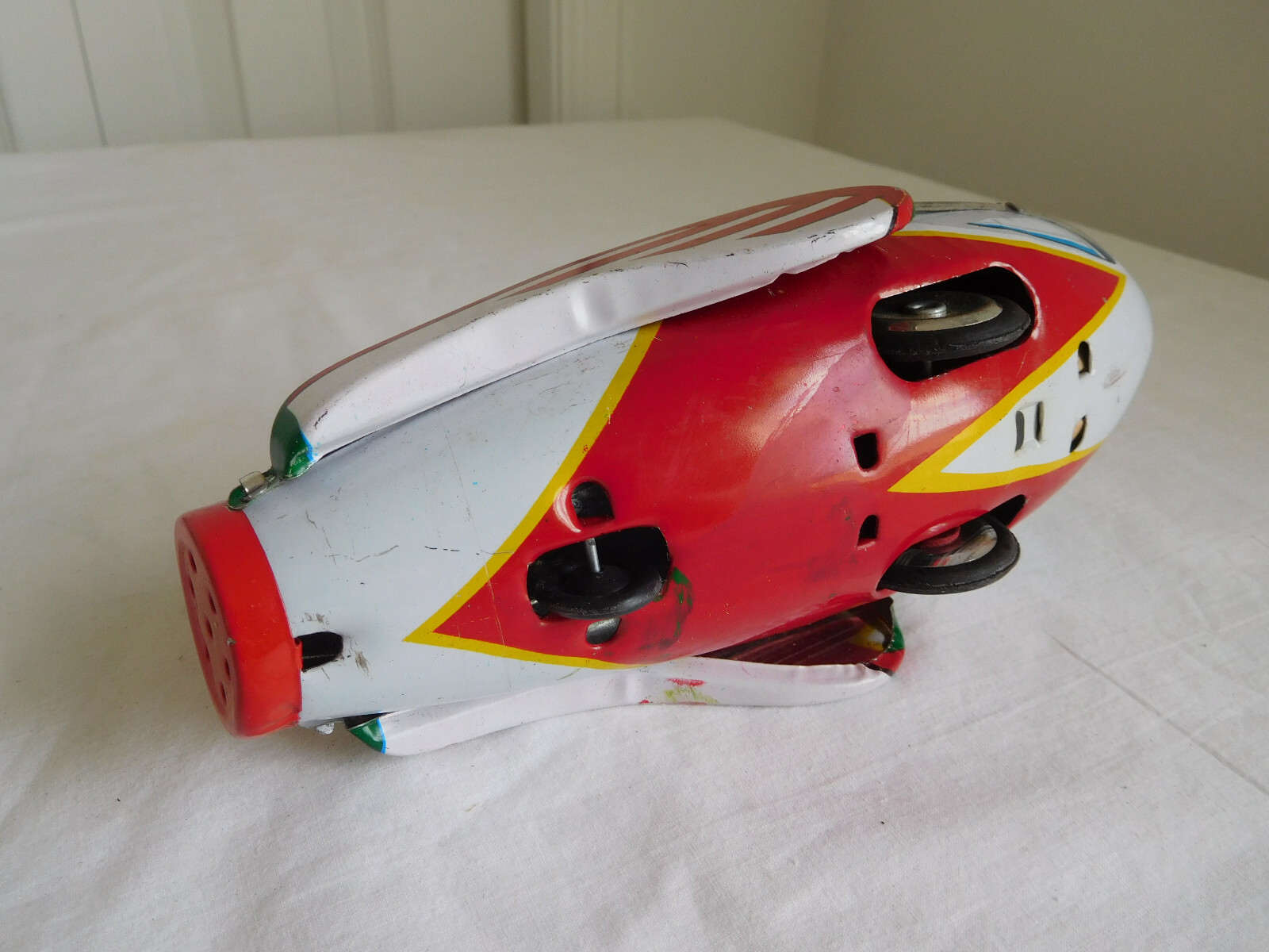 ROCKET RACER Friction tin toy with original Box RUNS vintage makes noise China