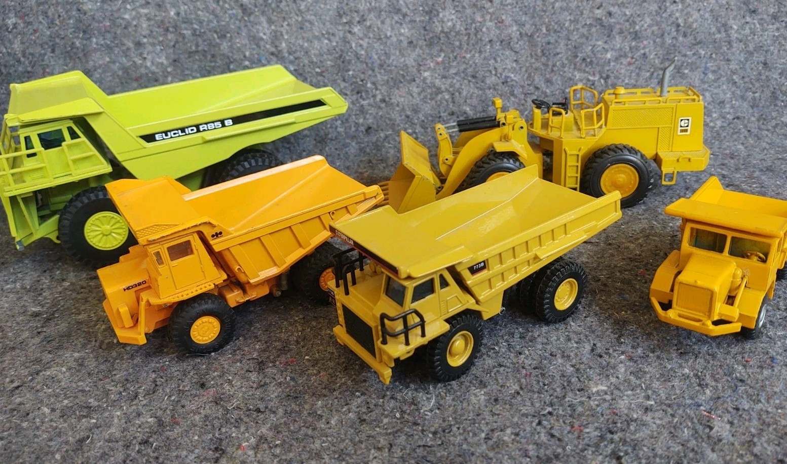5 Pc Diecast Dump Truck/Loader Lot Euclid R85 B 1:50 Scale NZG CAT 988B 773B Etc