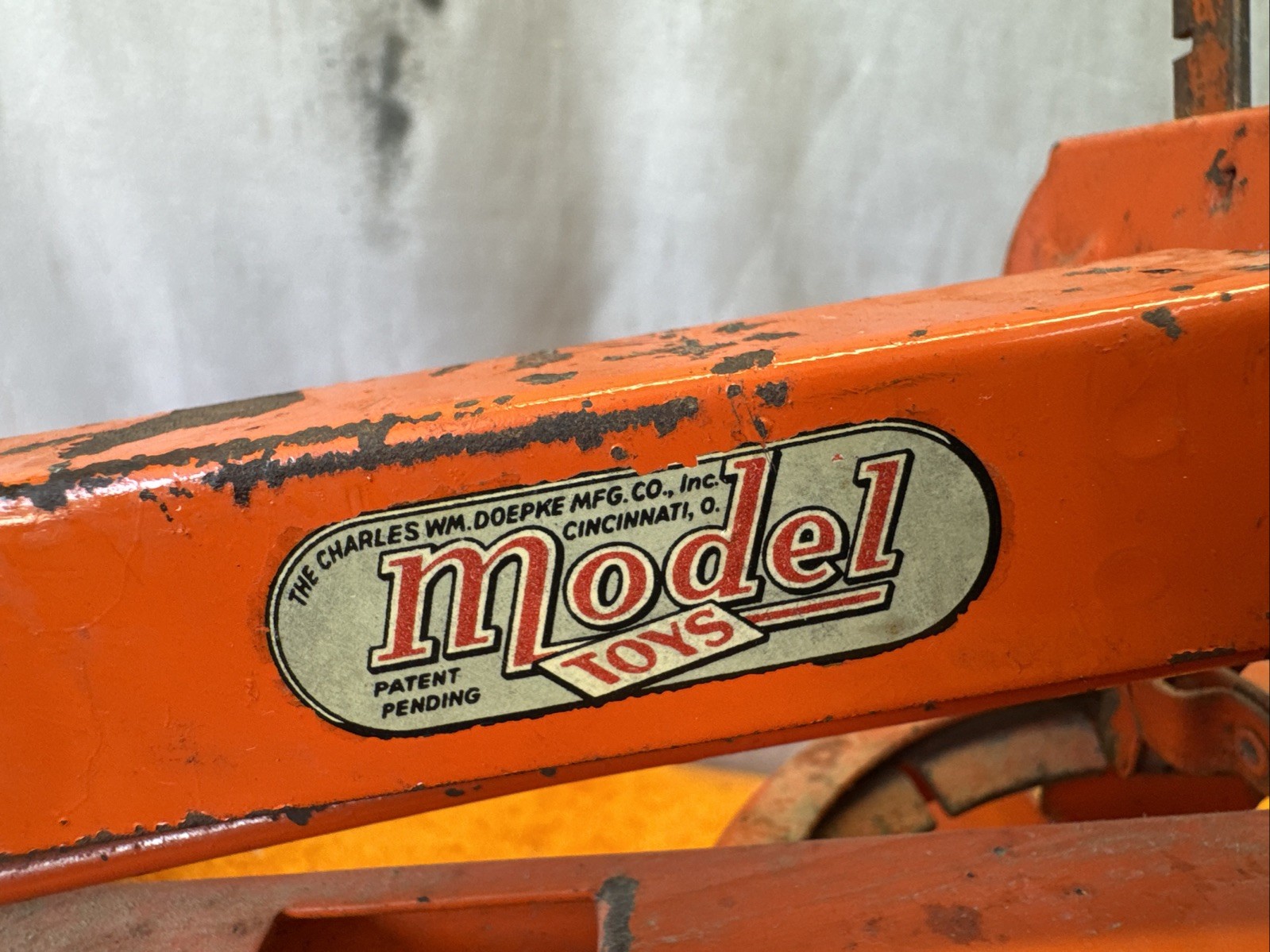 DN•Vintage 1949 DOEPKE Adams Motor Road Grader Pressed Steel Model Diesel Orange