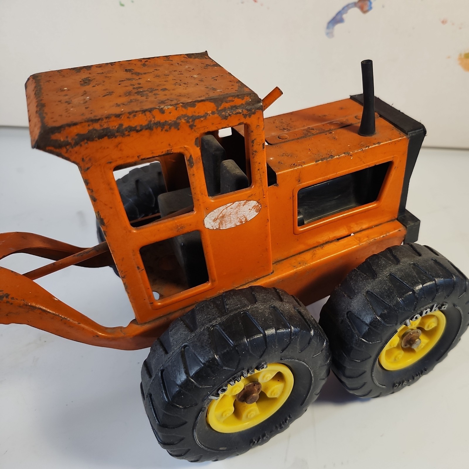 Vintage 1970’s Tonka MR-970 On Wheels ORANGE Pressed Steel Toy Road Grader
