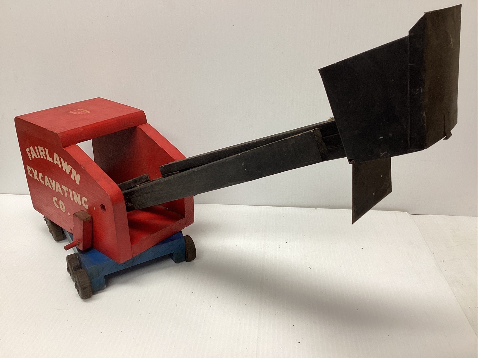 Antique 1940s Tick Tock Toys Wood & Metal Fairlawn Excavating Co. Steam Shovel