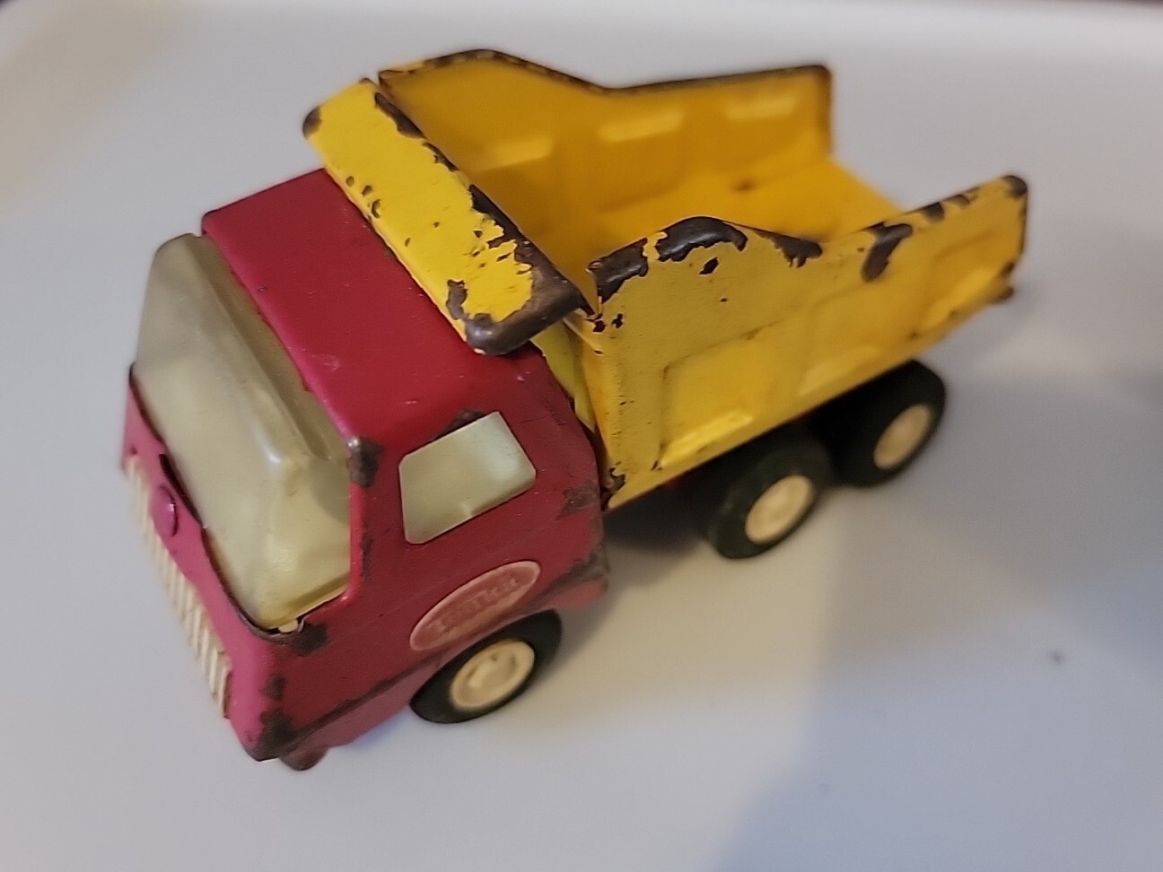 TONKA Vintage Set of Toy Metal Trucks, Cement, Dump,Carrier Bulldozer,Red Yellow