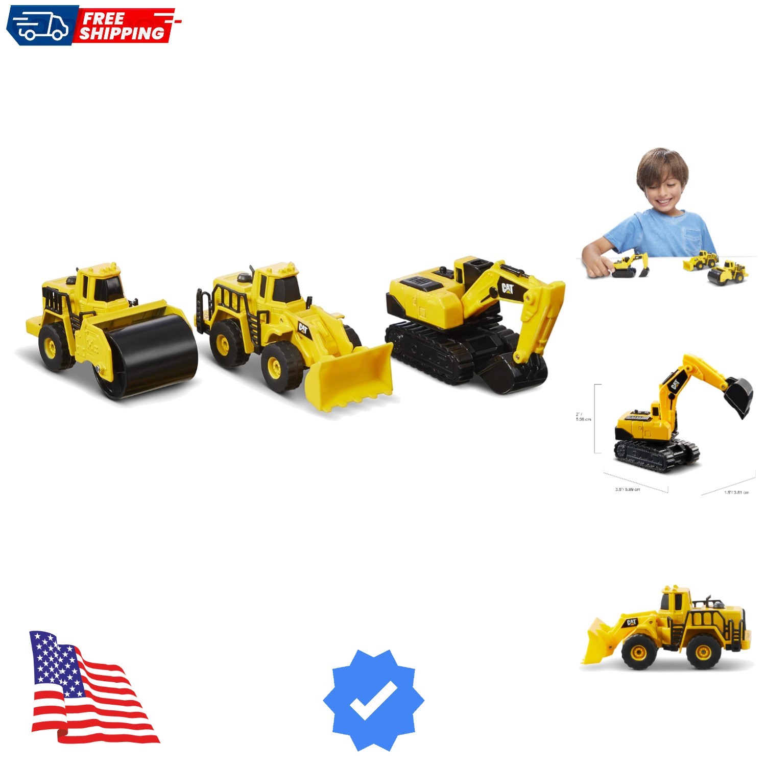 CAT Construction Toys CAT Construction Die Cast Metal 3 Pack Vehicles – Steam…